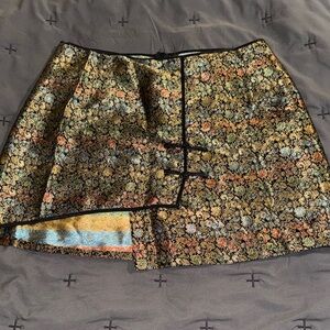 Floral Brocade Mini Skirt
